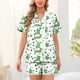 thumbnail image 2 of Camiseta de Manga Corta Y Pantalones Cortos de la Mujer Casual Turndown Collar Botón Delantero Impreso con Pantalones a Juego Traje de Verano, 2 of 6