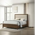 thumbnail image 7 of The 1pc King Size Bed Features a Brown Cherry Finish and Upholstered Headboard with Tufted Nailhead Trim for Bedroom, 7 of 7