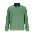 thumbnail image 4 of Corduroy Long Sleeve Polo for Men Classic Button Basic Shirt Casual Slim Fashion Collared Shirt Green L, 4 of 7