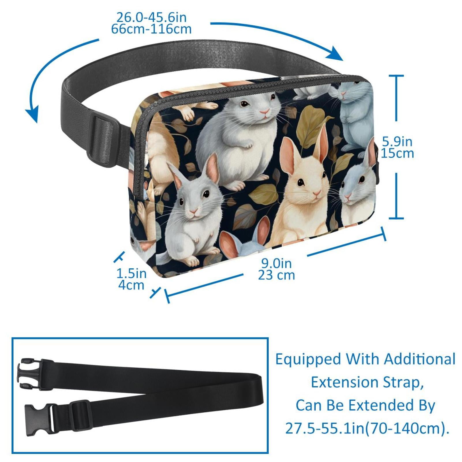 Chinchilla Versatile Waist Bag, Crossbody Bag, Running Belt - Lightweight, Adjustable, with Extension Strap, Unisex