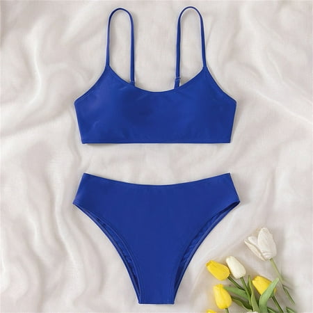 CPNG 2pcs Girl s Swimsuit Summer Beach Swimsuits Sport High Waist Bikini Set Bathing Suit Kids Bathing Suits Thin Straps Kids  Quick-Dry Swimwear