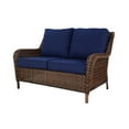 thumbnail image 1 of Krikacy Wicker Loveseat HDPE Hand-Woven All-Weather Rattan Furniture for Patio Deck,Blue, 1 of 6