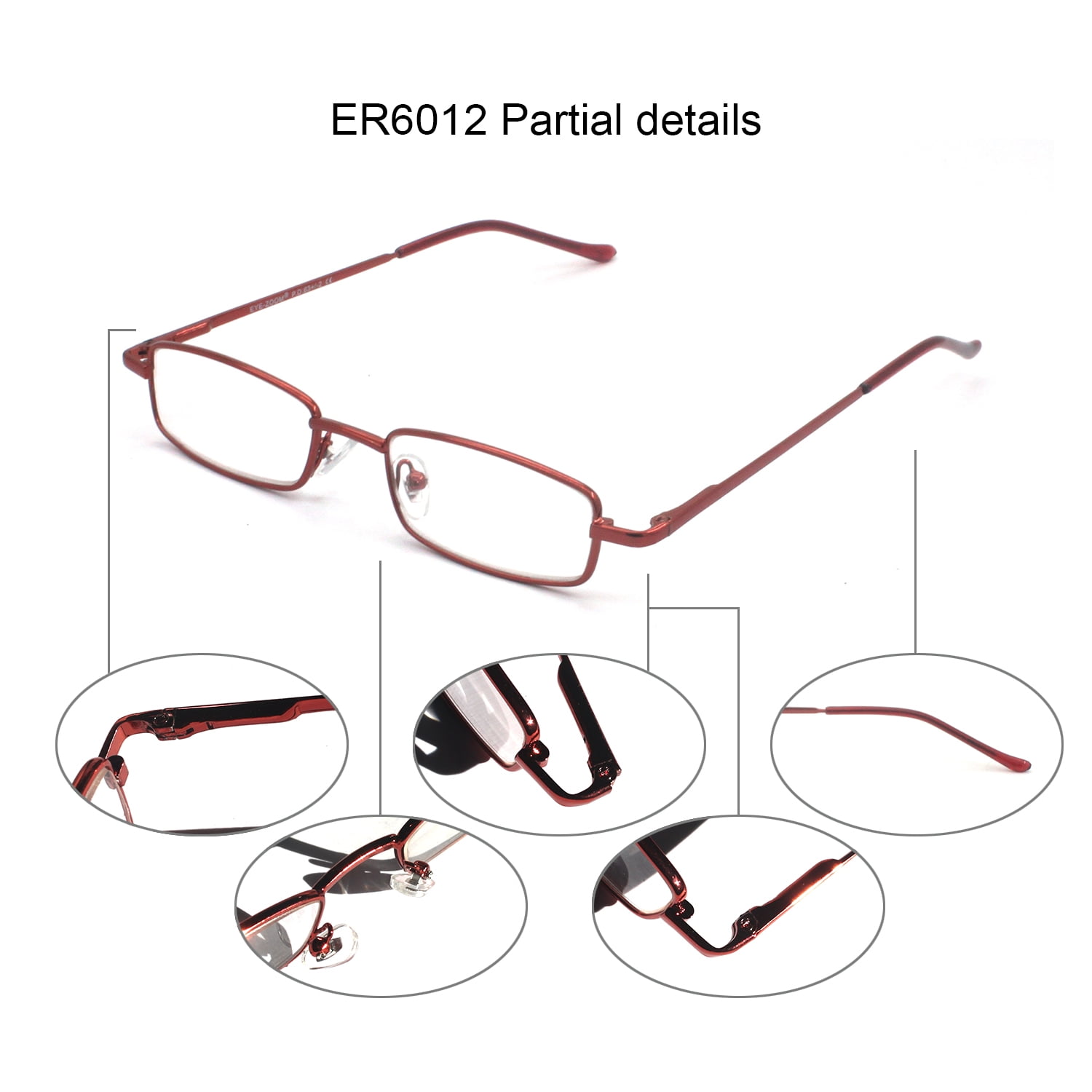 EYE ZOOM 4 Pack Compact Slim Metal Reading Glasses with Tube Case for Women, Multi-colored +1.00