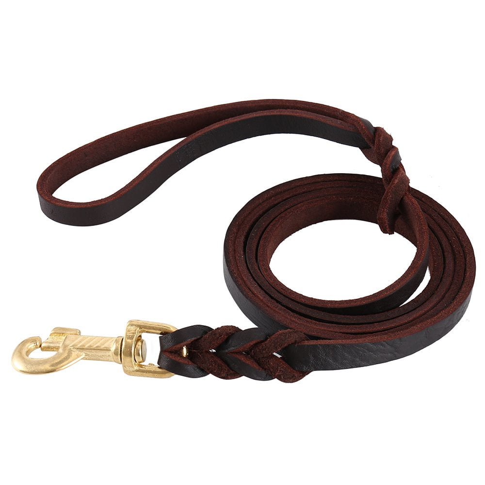 Premier Braided Leather Dog Leash 6 8 10 ft for Strong Medium Large Dogs Leather Heavy Duty Training Leash 10FT Walmart