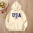 thumbnail image 2 of USA Print Unisex Hoodie Long Sleeve Letter Print Casual Fall Streetwear Sweatshirt Crewneck Pullover Tops, 2 of 4