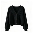thumbnail image 2 of Vmvidoty 2026 Cardigan Sweaters for Women Spring Fashion 2026 V Neck Long Sleeve Chunky Cable Knit Sweater Button Outwear Black Free Size, 2 of 5