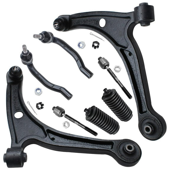 Detroit Axle - Front Lower Control Arms for 03-08 Honda Pilot, 2001-2006 MDX, 2 Lower Control Arms w/Ball Joints, 4 Inner Outer Tie Rods, 2 Boots, Replacement