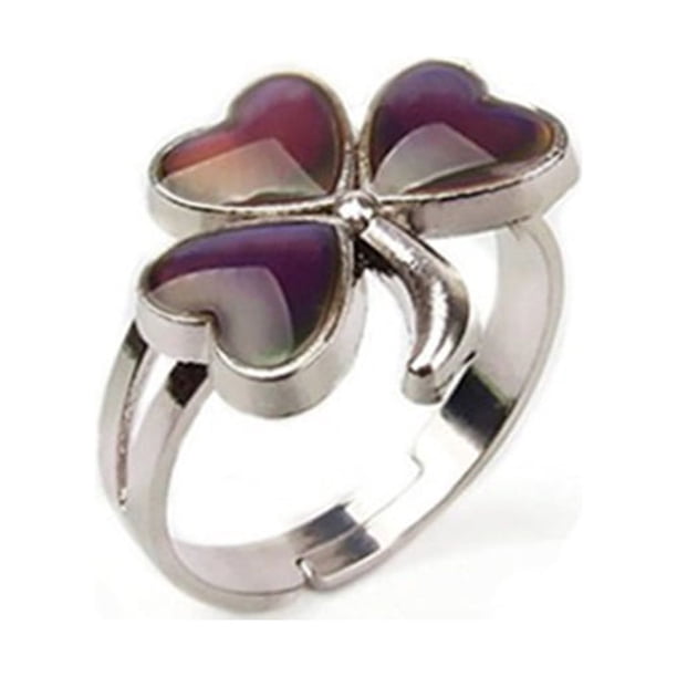 Sonducket Anillos de humor termocromáticos fáciles de combinar moda Retro ligera temperatura cambiable joyería diseño único trébol de fiesta Type3 NO3 Sonducket AP008771-07