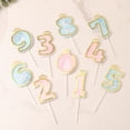 thumbnail image 2 of Biplut 0-9 Number Cake Topper Glittery Adorable Sequins Digital Birthday Cake Insert Cards Party Supplies (no.7,Pink), 2 of 13