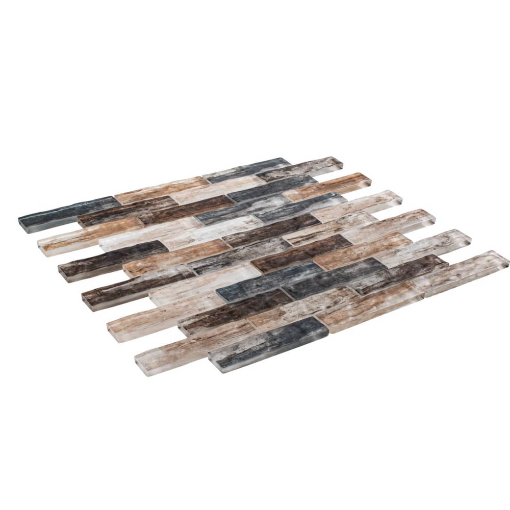 Giovan Desmond Brown 1-in. x 4-in. Brick Joint Matte Glass Mosaic Wall and Floor Tile