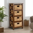 thumbnail image 5 of eHemco 4 Tier X-Side End Storage Cabinet with 4 Wicker Baskets, Walnut, 5 of 7