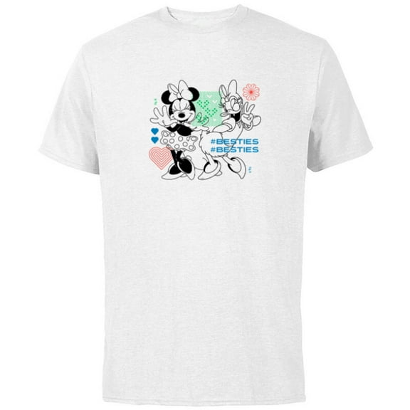 Disney Minnie Mouse and Daisy Duck #Besties - Short Sleeve Cotton T-Shirt for Adults - Customized-White