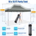 thumbnail image 5 of SANOPY 10' x 15' Heavy Duty Pop up Canopy with 4 Removable Sidewalls, Instant Commercial Tent for Party, Portable Gazebo with Sangbags, Roller Bag, Gray, 5 of 8