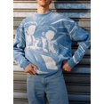 thumbnail image 2 of FAROOT Men's Autumn Winter Casual Knitwear Round Neck Gothic Anime Pattern Print Sweater, 2 of 9