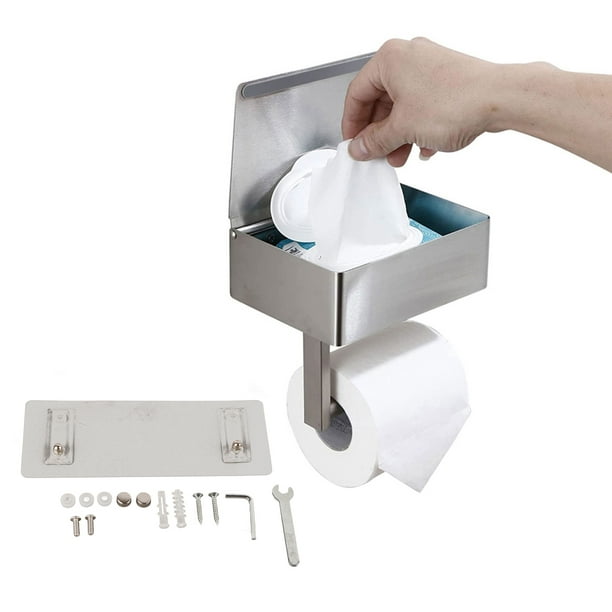 Distributeur de lingettes humides jetables, porte-papier hygiénique avec  étagère de rangement pour la salle de bain
