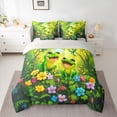 thumbnail image 2 of Homewish Teens Female Men Cartoon Green Frog Bedding Comforter Set 7-Piece,Kawaii Floral Animal King Bedding Sets,Colorful Flowers Ultra Soft Bed Sheets,Luxury Bedroom Decor,Reversible, 2 of 8