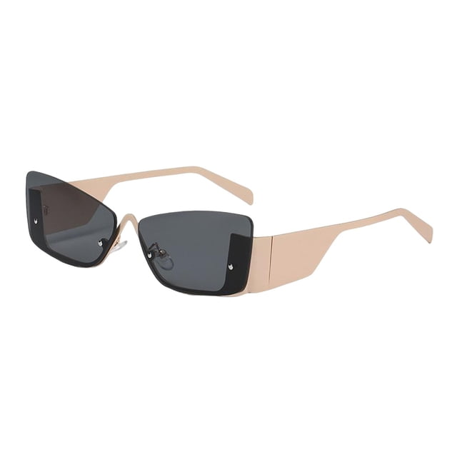 Gafas de sol rectangulares Yuyangstore montura ligera Gafas futuristas sin montura Dorado