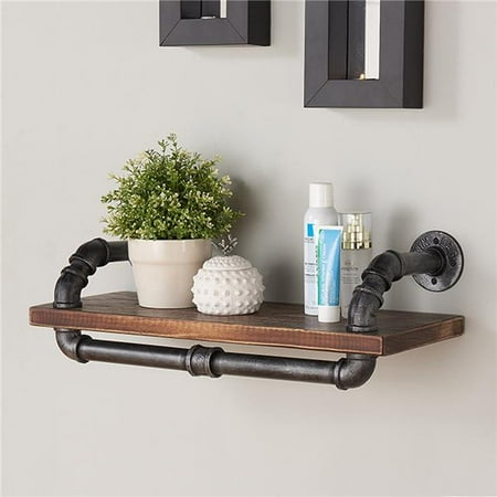 Armen Living Lcissh24 24 In Isadore Pine Wood Floating Isadore Pine Wood Floating Wall Shelf In Gray Walnut