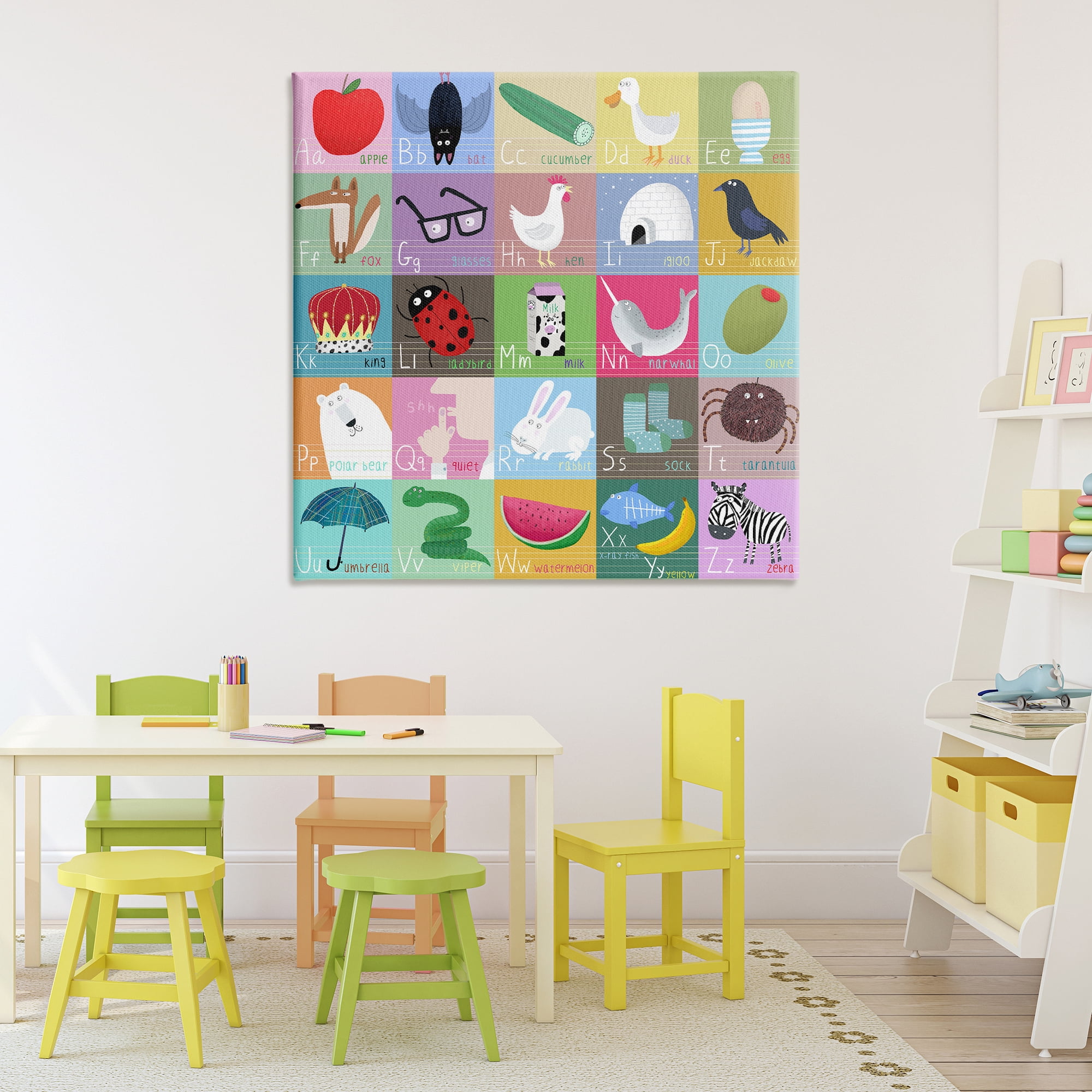 Stupell Industries Alphabet Learning First Words Canvas Wall Art, design by Carla Daly