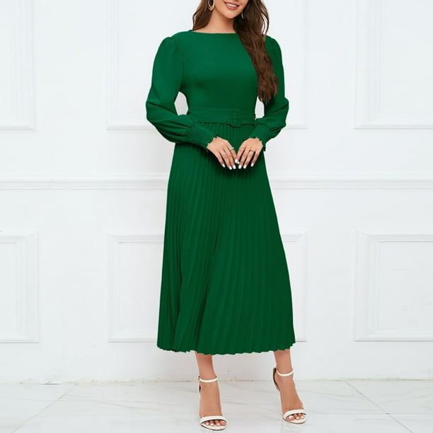 Vestido largo fluido para mujer ajustado elegante fruncido jersey vestido de desplazamiento diario