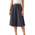 thumbnail image 3 of QATAINLAV Women's Oversized Wide Leg Capri Pants Elastic Waist Drawstrings Casual Linen Capris Summer Leightweight Cropped Trousers Dark Gray M, 3 of 9