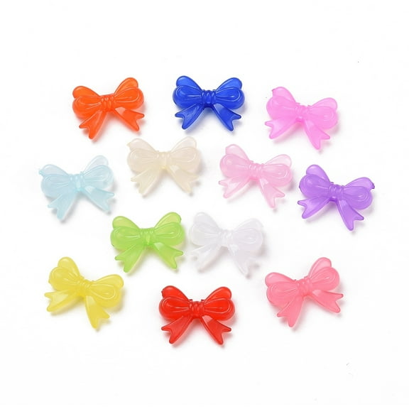 Imitation Jelly Style Acrylic Beads Bowknot Mixed Color 14x18x4.5mm Hole: 2mm about 90pcs/50g