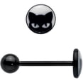 thumbnail image 3 of Body Candy 14G Women Anodized Black Glow in Dark Peeking Cat Barbell Tongue Ring Body Piercing Jewelry 5/8?, 3 of 7