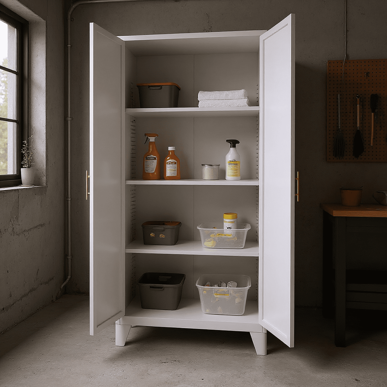 Homy Casa 60.8" White Tall Storage Cabinet with 4 Adjustable Shelves for Kitchen, Pantry Cupboard