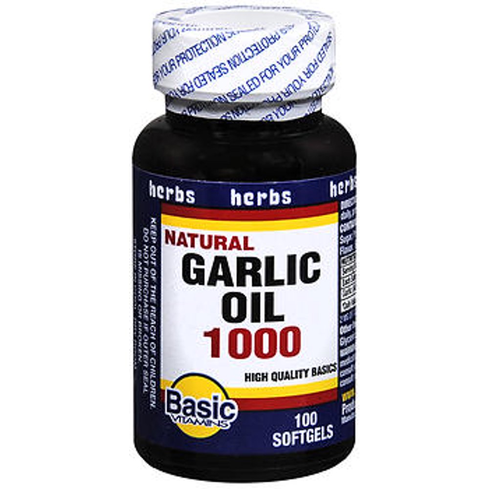 Basic Vitamins Natural Garlic Oil 1000 Softgels 100 ct
