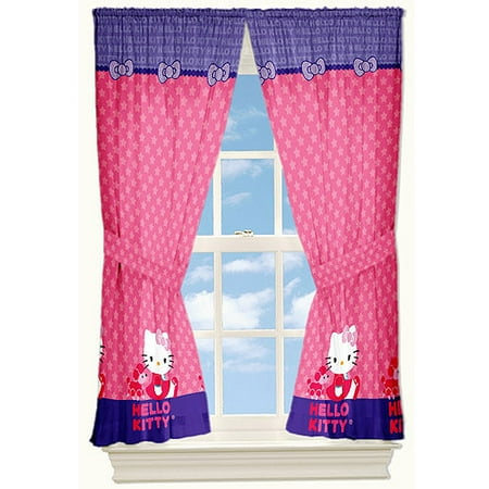 Hello Kitty Microfiber Star Kitty Curtain Panels 2 Count Walmart Com