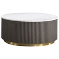 thumbnail image 4 of Coaster Jason 2-piece Round White Marble Top Coffee Table Set in Charcoal, 4 of 6