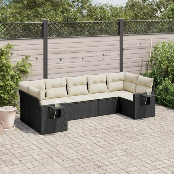 vidaXL Garden Sofa Set Black, Cream White