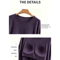 thumbnail image 5 of Loose Fit Women's Cotton Long Sleeve Top with Built-in Bra Pads,Soft Breathable Crew Neck Loungewear Shirt for Casual Daily Wear,Maternity Sleepwear,Layering Basic Tee Purple XL, 5 of 5