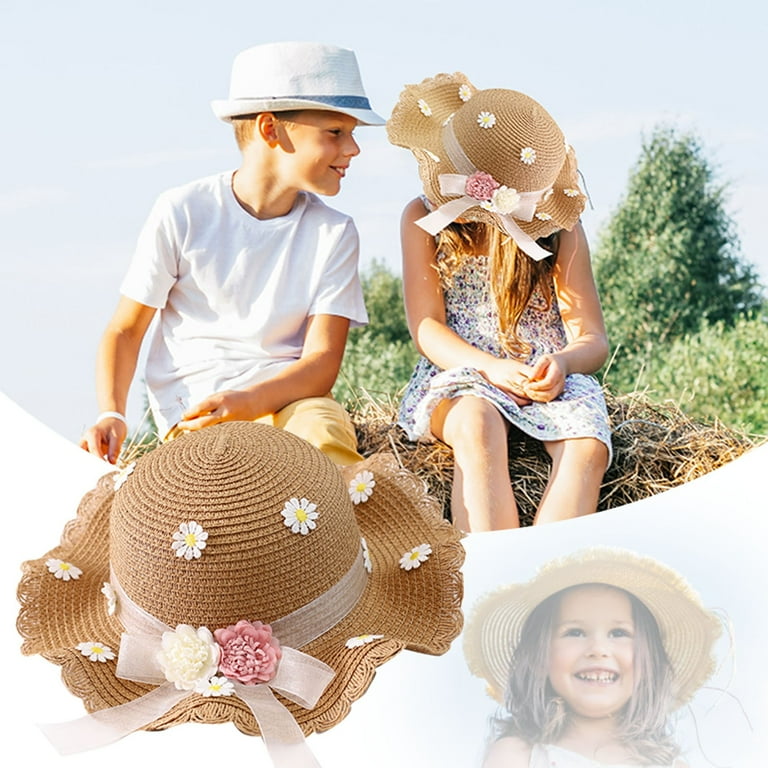 Kids Girls Baby Girl Straw Hat Baby Girl Straw Hat Ruffle Woven