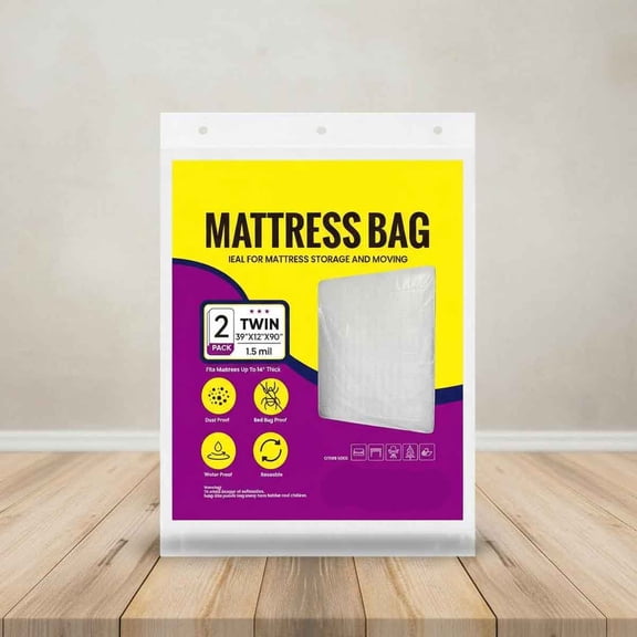 Twin Mattress Bags for Moving and Disposal – Waterproof Mattress Cover Plastic Mattress Protector for Storage