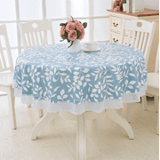 Flower Round Tablecloth Blue Butterfly Floral Table Cloth Watercolor Tablecloths