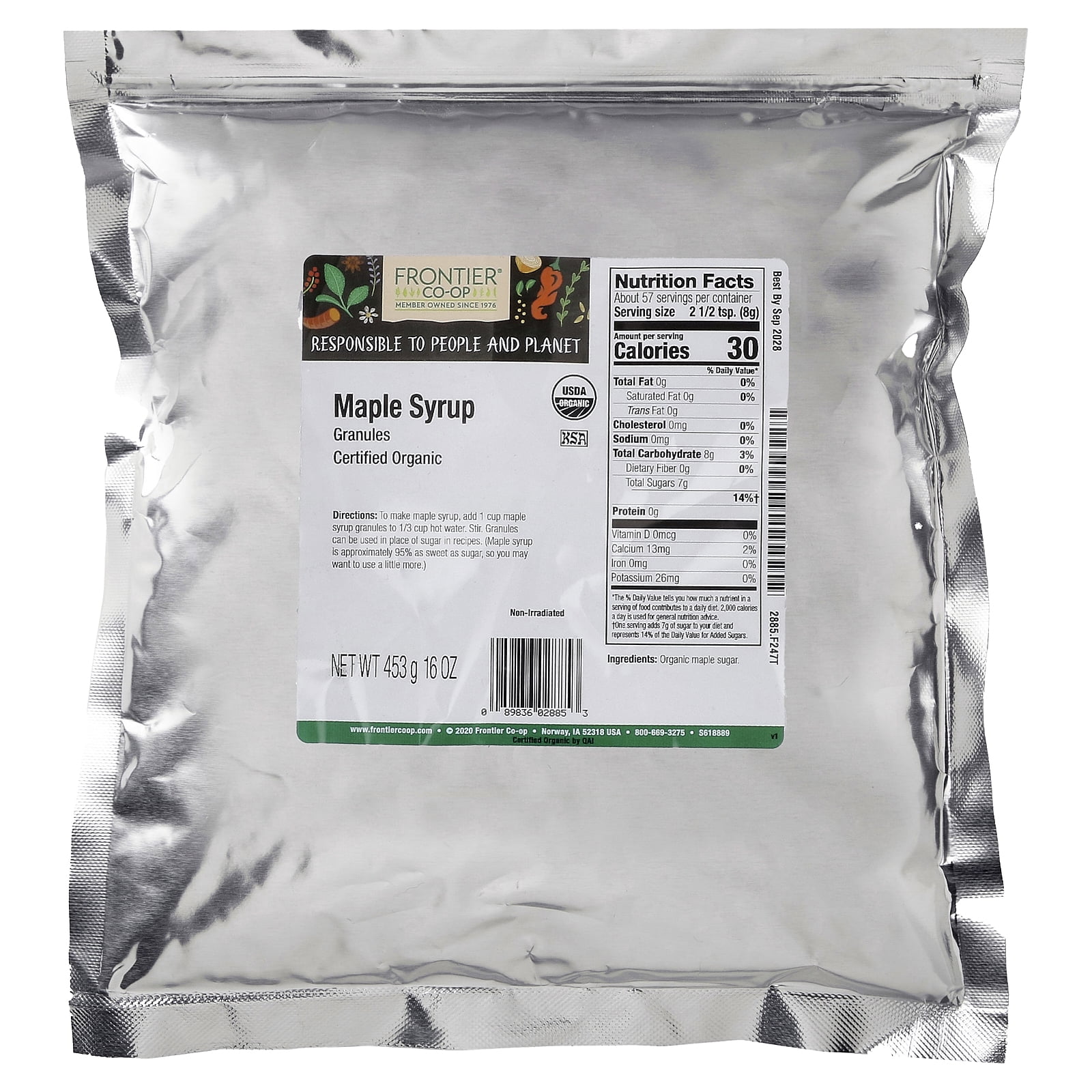 Frontier Co-op Organic Maple Syrup, Granules , 16 oz (453 g)