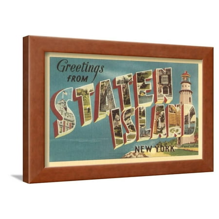 Totem 12' Brown Island Decor - Greetings from Staten Island, New York Framed Print Wall Art