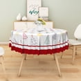 thumbnail image 6 of Duangreer Cartoon Christmas Round Tablecloth, Cute Xmas Tree Graffiti Print, Waterproof Wrinkle Resistant, Table Cover for Holiday Party, Dining, Indoor and Outdoor, White, 70''Round, 6 of 6