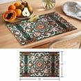 thumbnail image 6 of Burnt Orange Green Flower Placemats Set of 12 Boho Ethnic Vintage Place Mats Indoor Wipeable Table Mats Washable Cloth Dining Table Placemats for Kitchen Holiday Party Home Decor 13x19 Inch, 6 of 9