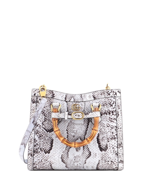 Pre-Owned Diana NM Bamboo Handle Tote Python Small By Rebag