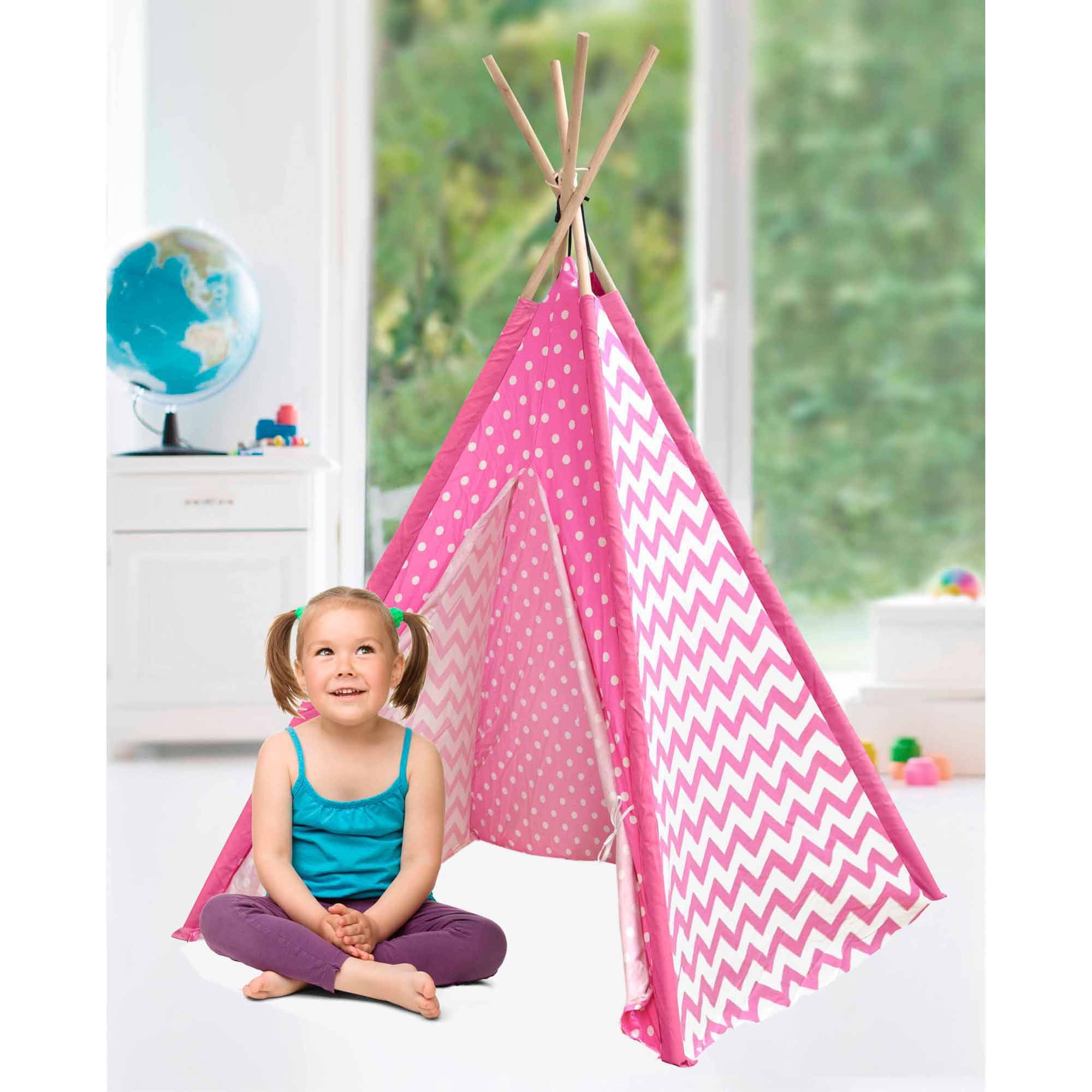 American Kids Awesome Tee-Pee Tent, Pink Chevron Dot - Walmart.com