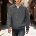 thumbnail image 2 of DHFJKG Mens Knitted Jacquard Sweaters 2 In 1 Top Turndown Collar Long Sleeve Loose Fit Textured-Knit Pullover Fall Winter Retro Casual Jumper Tops, 2 of 5
