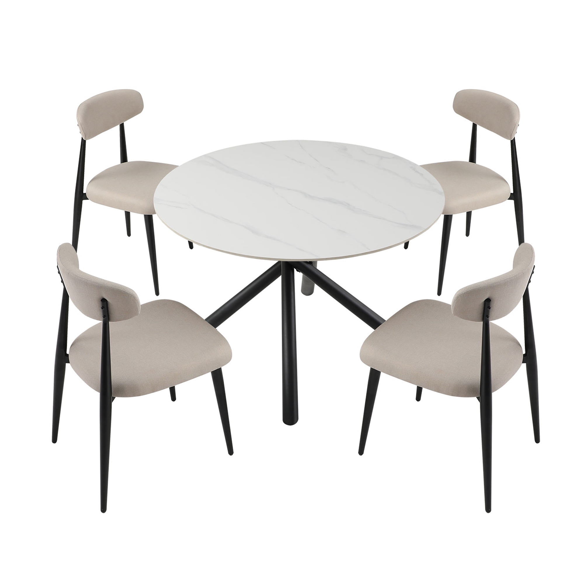 Kadyn Modern Dining Chairs Set of 6, Dining Room Chairs with Curved Backrest Round, Upholstered Kitchen Chairs for Living Room, Light Grey