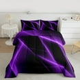 thumbnail image 2 of Manfei Purple Wave Ribbon Queen Comforter Set,Geometric Geometric Lines Bedding Sets,Minimalist Stripes Aesthetic Bedding Comforter Set,Breathable Room Decor Reversible,3 Pieces, 2 of 8