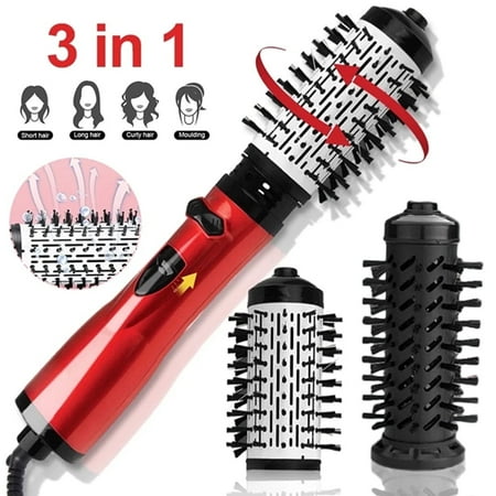 Yiliangx 3-in-1 hot air styler and rotating hair dryer, Hot Air Styler and Rotating Brush, rotating hair dryer brush spinning, Hot Air Styler & 360 Rotating Hair Dryer for Dry Hair, Curl Hair (Red)