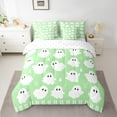 thumbnail image 2 of Manfei Kawaii Ghost Child Bedding Comforter Set 7 Pieces, Green Cartoon Halloween Animal Full Bedding Set, Sugar Gothic Style Fitted Sheet Flat Sheet, Breathable Home Decor, 2 of 7
