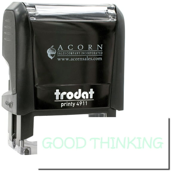 Self-Inking Good Thinking Stamp, Trodat Printy 4911, Press and Print Stamping, Impression Size 5/8" x 1-1/2", Up to 10,000 Impressions - Mint Green Ink