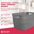 thumbnail image 2 of Life Story 16 Qt Decorative Storage Basket, Large Plastic Home Organizer, Gray, 2 of 8