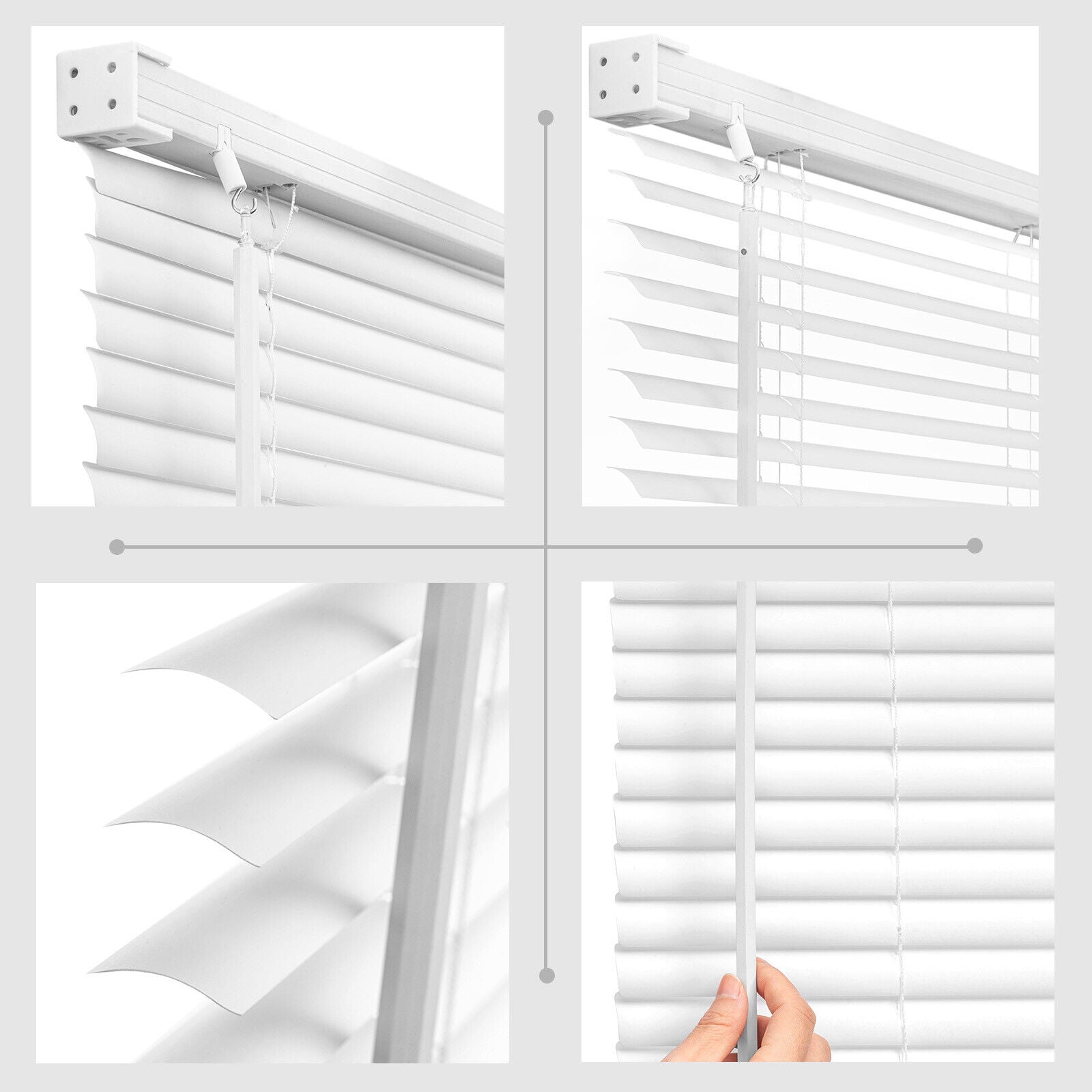 Custom Cut PVC Cordless Window Blinds, White 30" x 60"